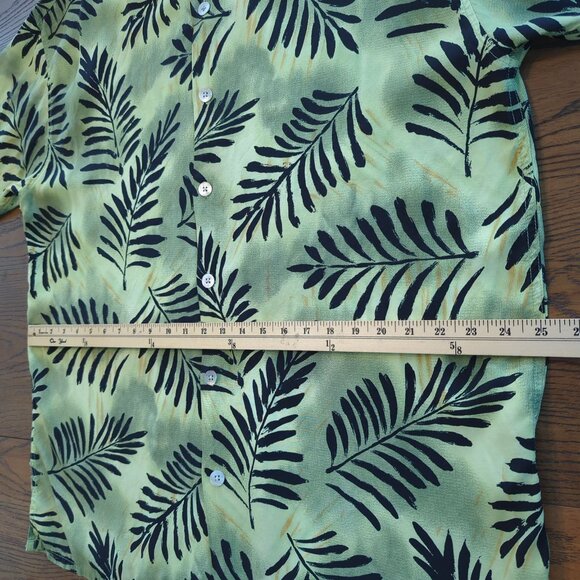 Inserch Mens Green Black Men's Shirt Sz XL Leaf Pattern Button-Up Short Sleeve - Picture 10 of 14